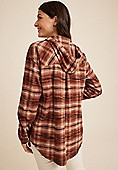 Cabin Plaid Brown Hooded Boyfriend Tunic Shirt | Maurices
