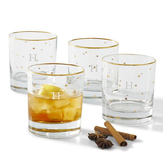 Gold Star Lowball Glasses, Set of 4 | Mark and Graham