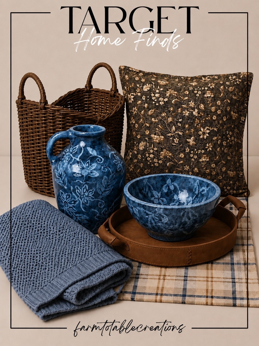 Classic Blues & Rich Neutrals 💙🤎

These Target home finds prove that timeless style never goes out of season. Rich woven textures, deep blue floral ceramics, warm cognac accents, and layered patterns create a collected look that feels both cozy and elevated. Whether you’re styling a coffee table, refreshing a bookshelf, or adding seasonal touches throughout your home, these pieces bring effortless charm to any space.

The perfect mix of classic, cozy, and designer-inspired—without the designer price tag.

Follow @farmtotablecreations on Instagram for more cozy, elevated home finds and trending decor. 🤍

#LTKHome #TargetHome #TargetFinds #HomeDecor #BlueAndWhiteDecor #CozyHome #TraditionalStyle #CollectedHome #HomeStyling #InteriorInspiration #DecorFinds #ClassicHome #NeutralDecor #FallTransitionDecor #CoffeeTableStyling #ShelfStyling #DesignerInspired #HomeInspo #FarmhouseStyle #FarmToTableCreations

#LTKHome #LTKSaleAlert