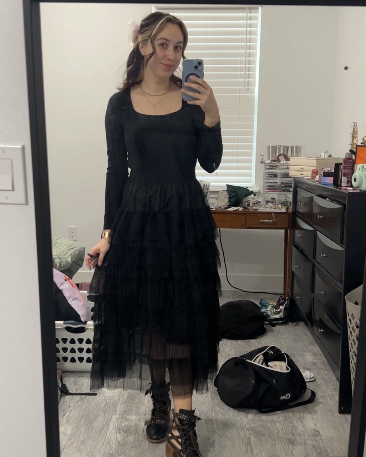 Halloween Wednesday vibes but make it corporate girly friendly. 

This skirt is from Japan but I added some similar ones from Amazon. My shoes are Cheyanne from Freebird which I cannot link. Everything else is below. 🫶🏼 tag me when you recreate this look  
#ltkhalloween #halloweenoffice #officeoutfit 