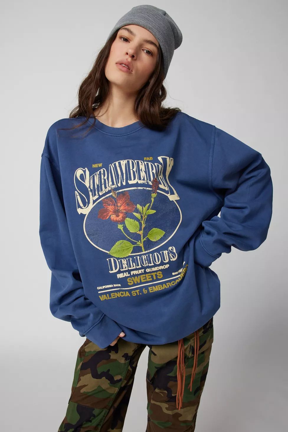 Strawberry Pullover Sweatshirt | Urban Outfitters (US and RoW)