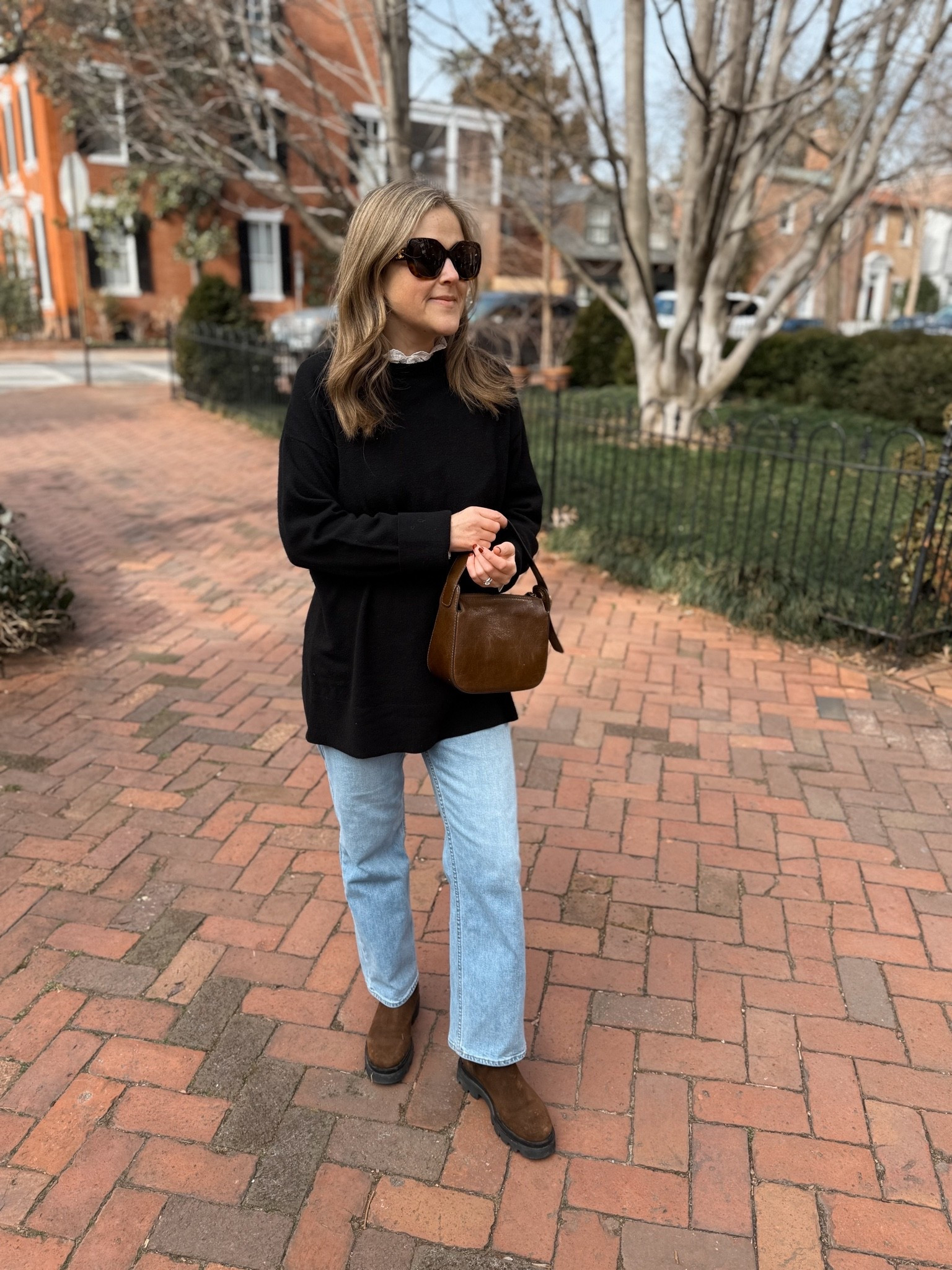 Cozy but polished outfit idea. This silk blouse makes everything look nicer!  

#LTKSeasonal #LTKmomlife