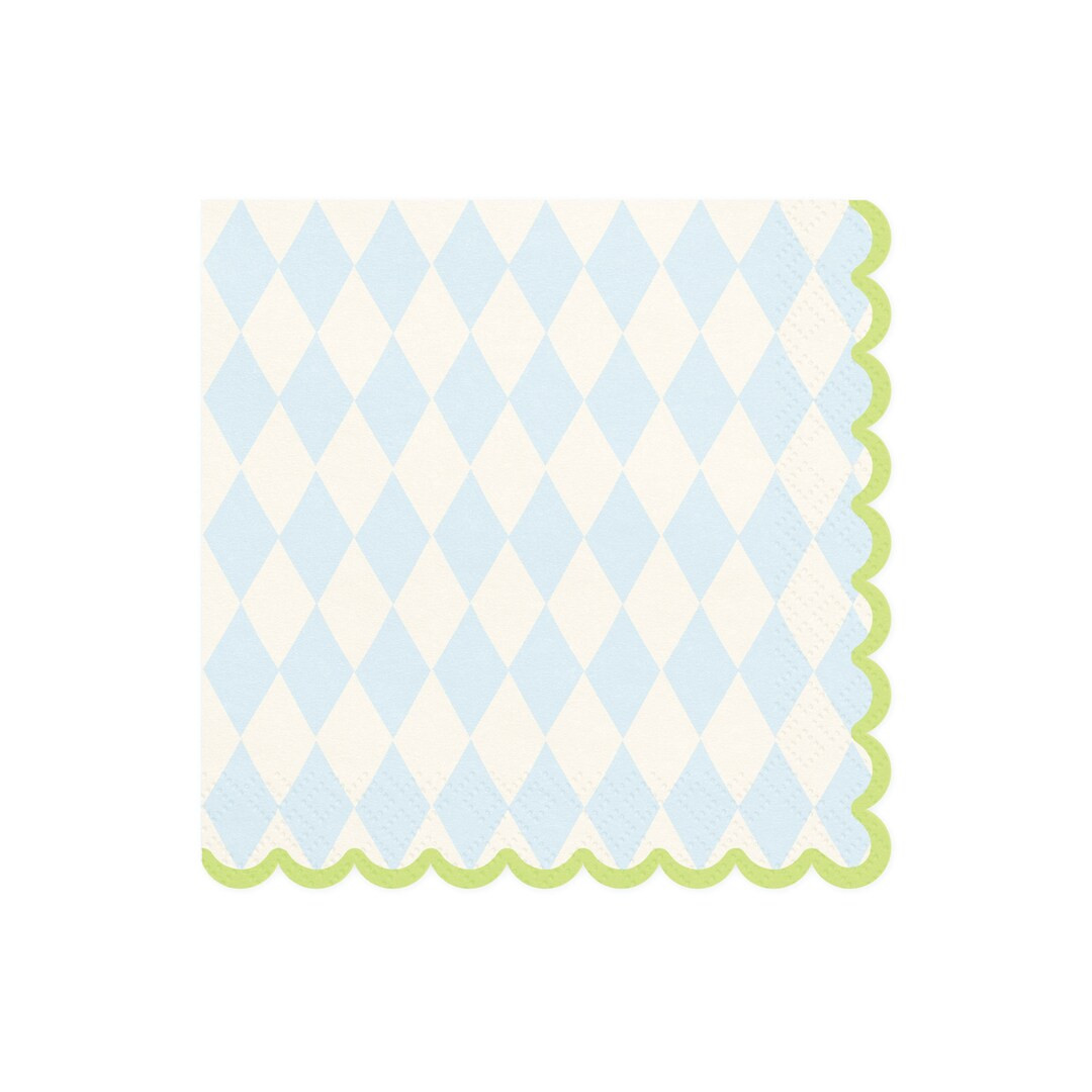 Blue & Cream Rhombus Scalloped Lunch Napkins 20ct Spring Baby Shower Boy Birthday Easter Party Sp... | Etsy (US)
