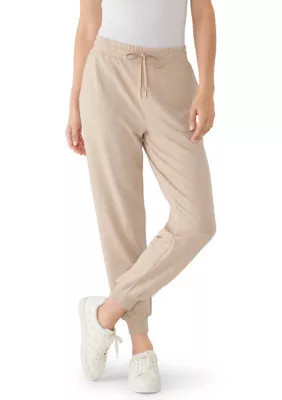 Crown & Ivy Women's Baby Terry Joggers, Beige, Small | Belk