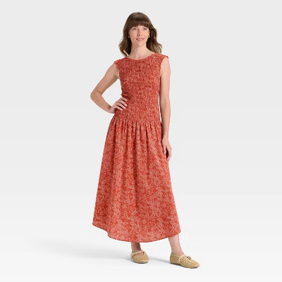 Women's Smocked Midi A-Line Dress - Universal Thread™ | Target