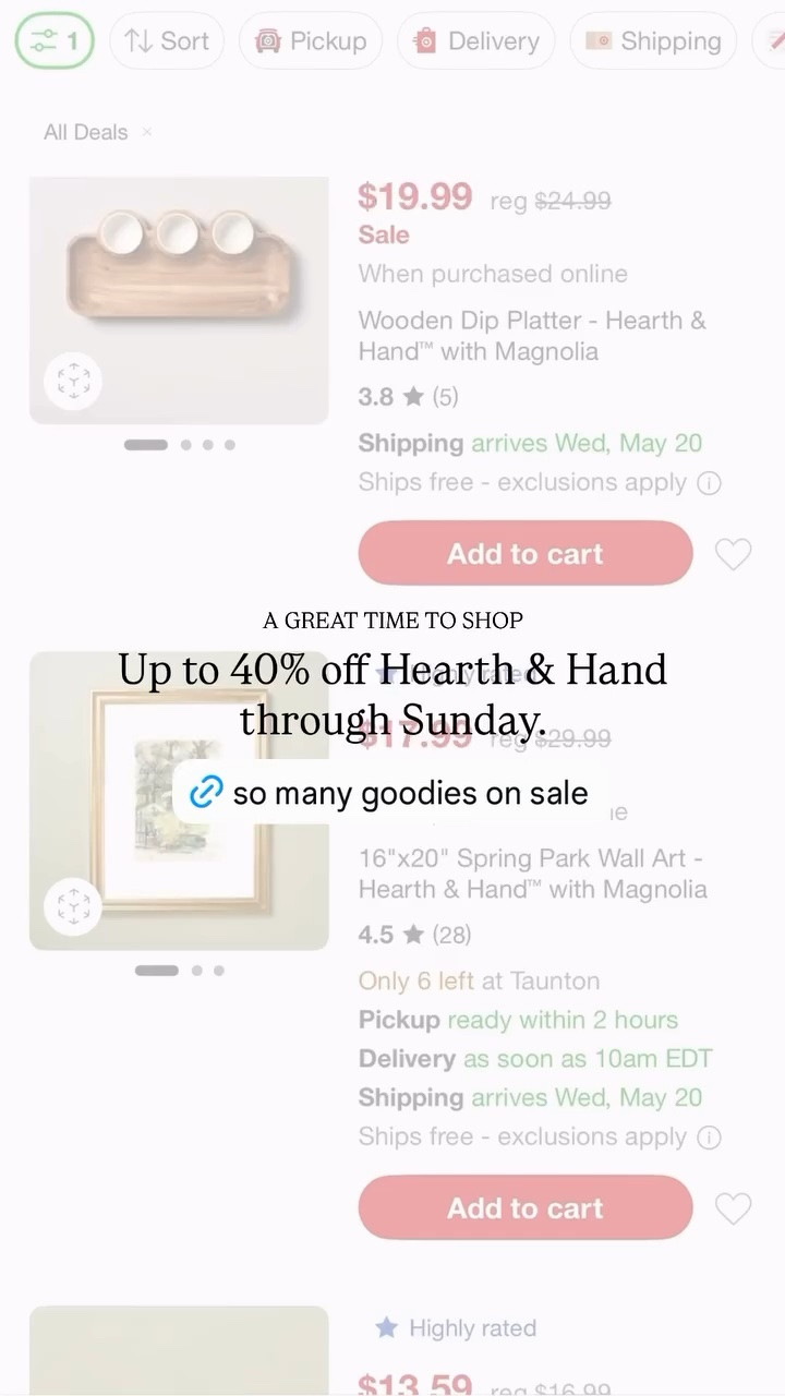 Up to 40% off Hearth & Hand through Sunday. A GREAT TIME TO SHOP
