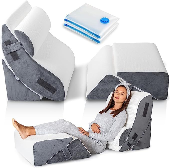 Luxone 5 Pcs Adjustable Relaxing System w/ Leg Elevation Pillow - Perfect Orthopedic Pillow Set f... | Amazon (US)