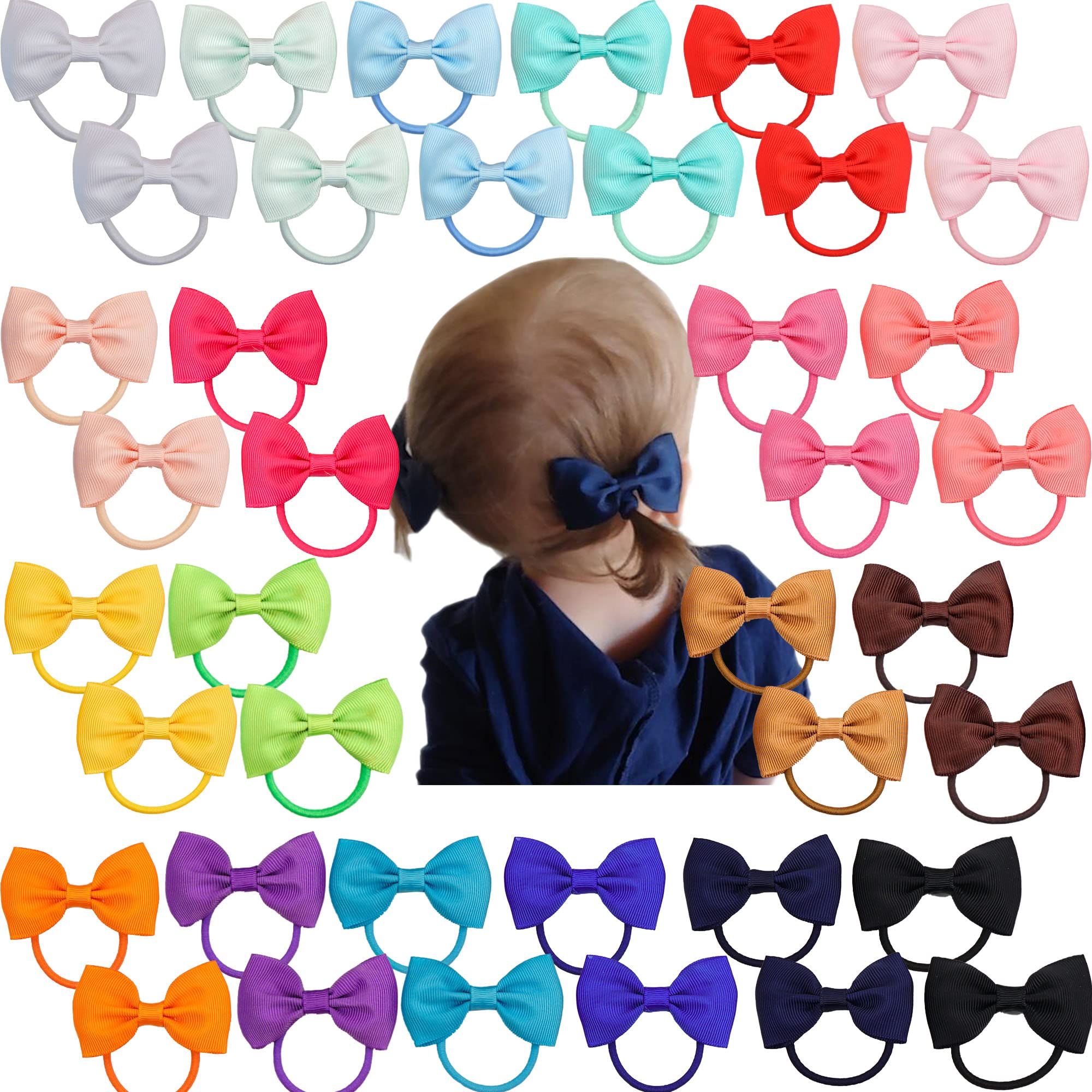 40pcs 2.75" Boutique Hair Bows Tie Baby Girls Kids Children Rubber Band Ribbon Hair bands | Amazon (US)