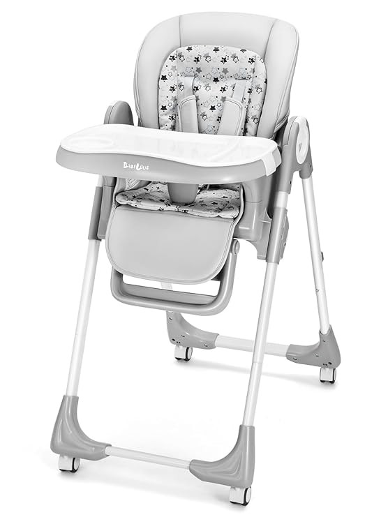 Foldable High Chair with Soft Cushion, High Chairs for Babies and Toddlers, Height Adjustable Fee... | Amazon (US)
