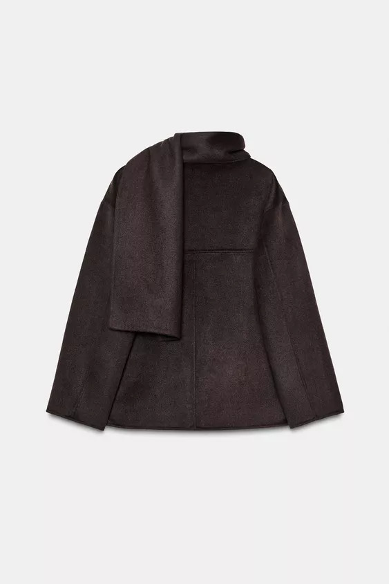 SHORT WOOL COAT WITH SCARF | Zara DE