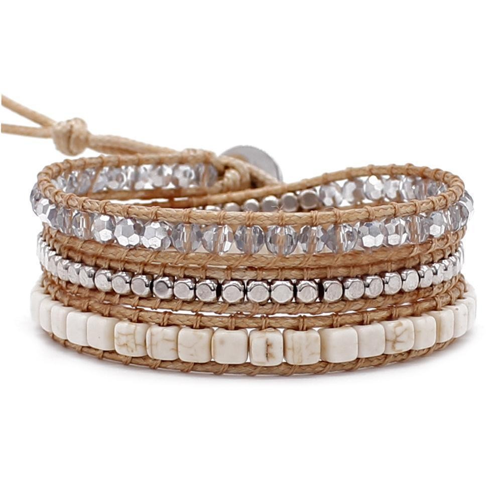 White Turquoise Square Beads with Silver Dorado - Vegan | Victoria Emerson