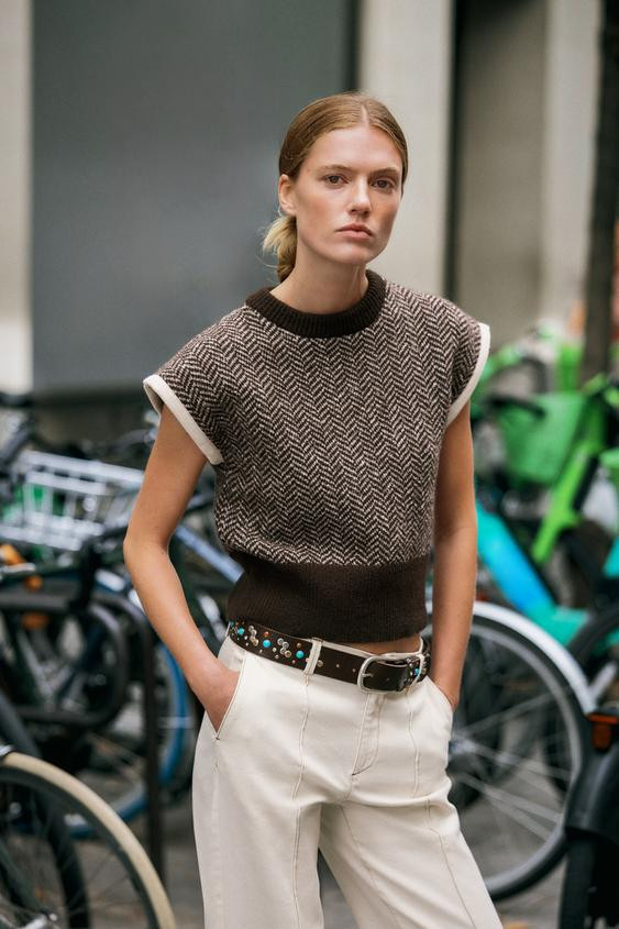 HERRINGBONE KNIT WAISTCOAT | Zara UK