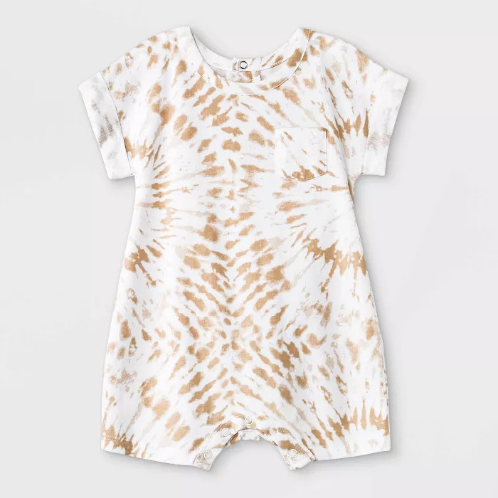 Grayson Mini Baby Boys' Tie-Dye Short Sleeve Romper - Brown | Target