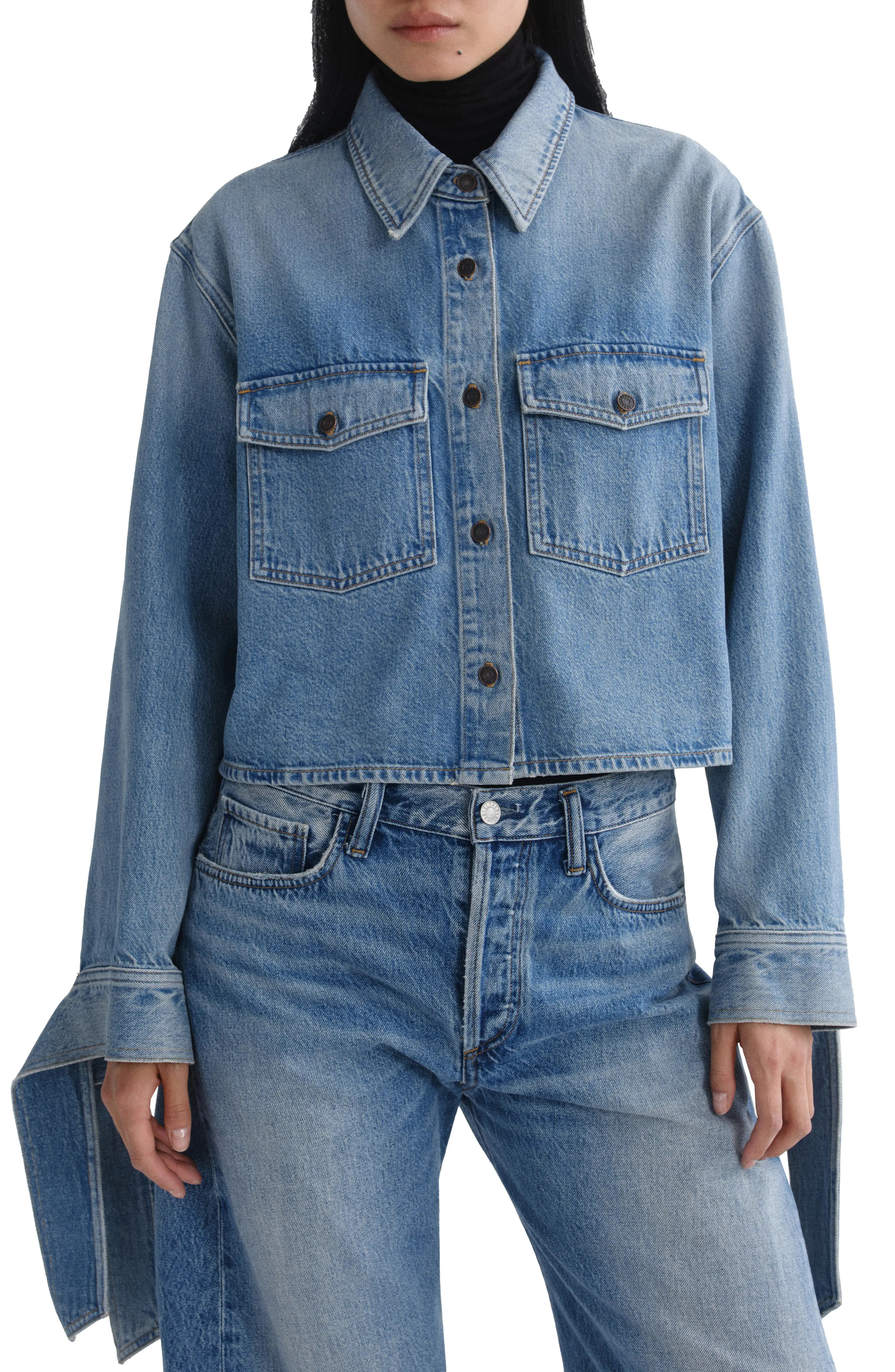 AGOLDE Hewitt Cropped Long Sleeve Shirt (Women) | Nordstrom | Nordstrom