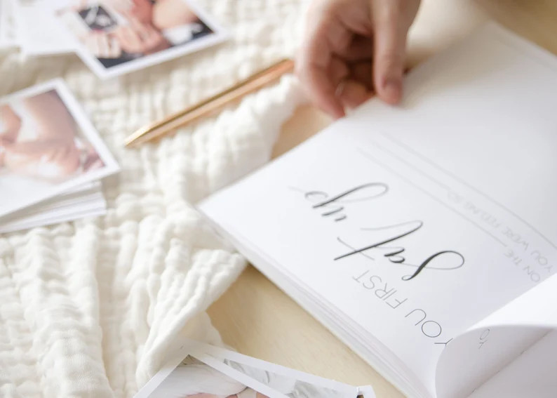 Marle Grey Baby Memory Book Baby Journal Newborn Baby - Etsy | Etsy (US)