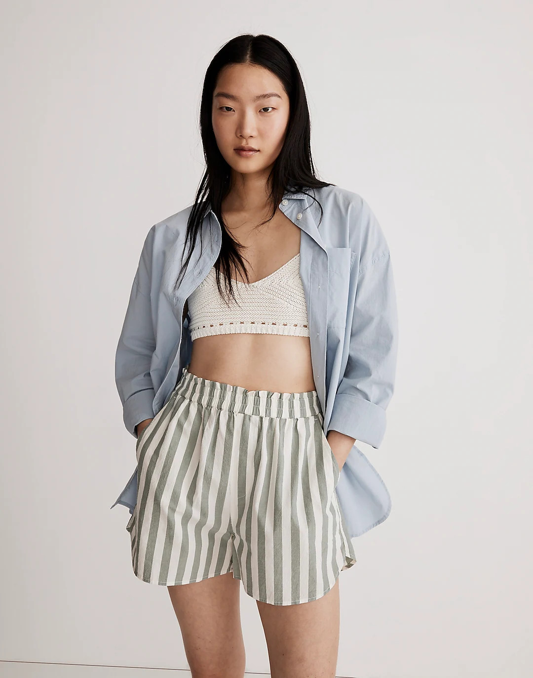 Pull-On Shorts in Striped Signature Poplin | Madewell
