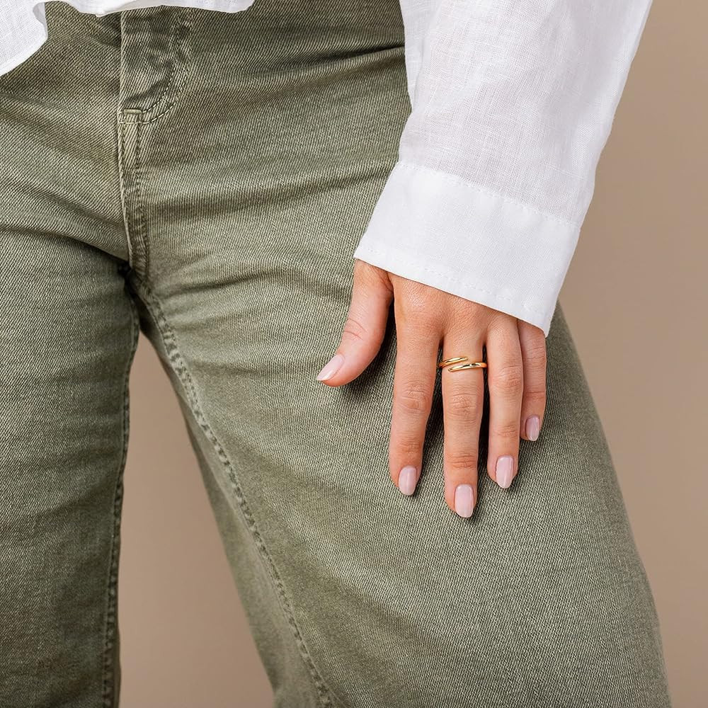 PAVOI 14K Gold Plated Open Twist Eternity Band for Women | Amazon (US)