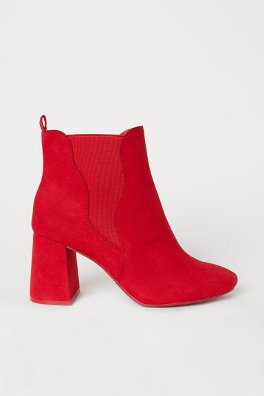 H & M - Ankle Boots with Side Panels - Red | H&M (US)