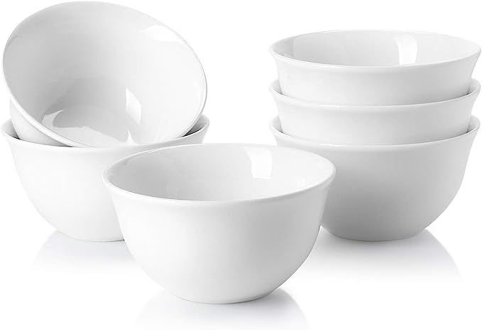 Sweese 122.001 Porcelain Bouillon Cups - 8 Ounce Dessert Bowls - Set of 6, White | Amazon (US)