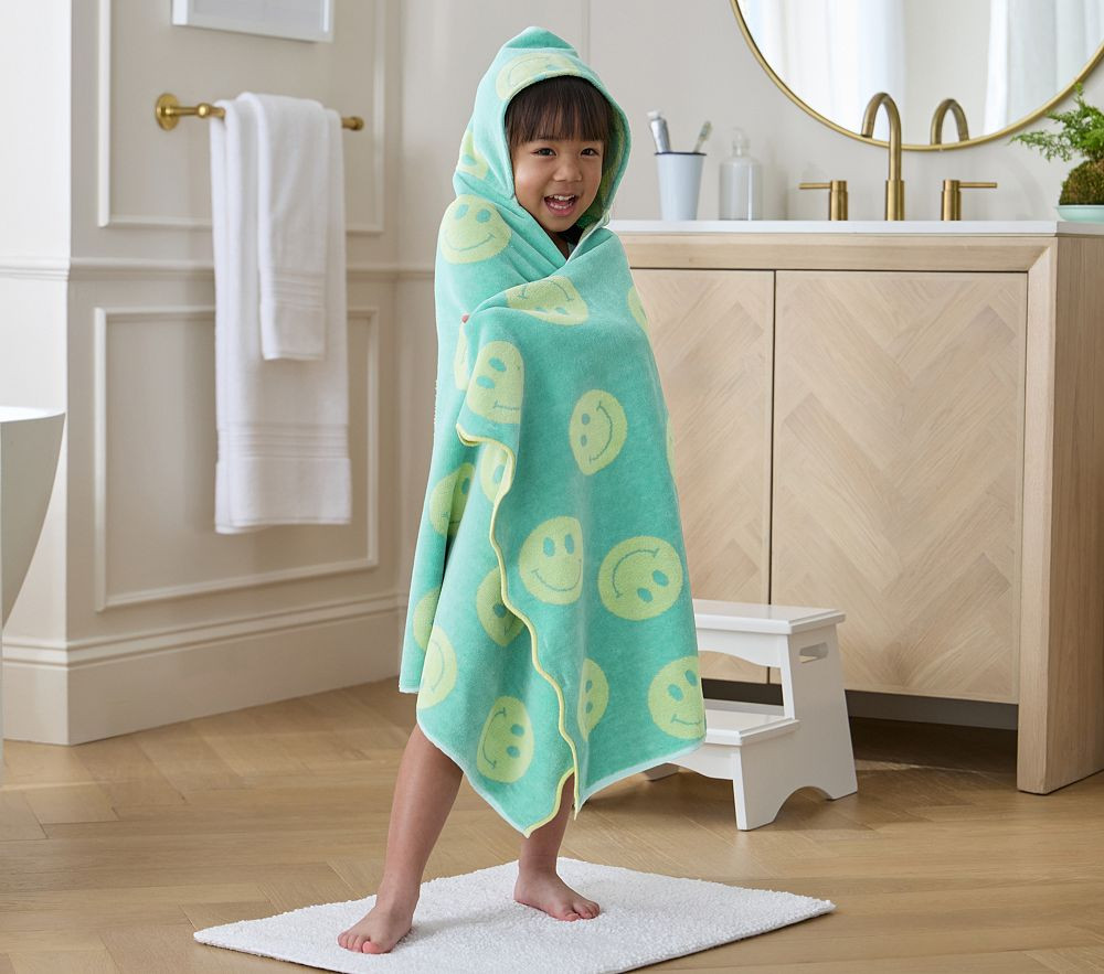 Stoney Clover Lane Smiley Face Jacquard Hooded Towel | Pottery Barn Kids