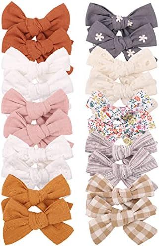 20PCS 3.6 Inches Baby Girls Linen Hair Bows Clips 10 Colors Fully Lined Hair Barrettes Accessorie... | Amazon (US)