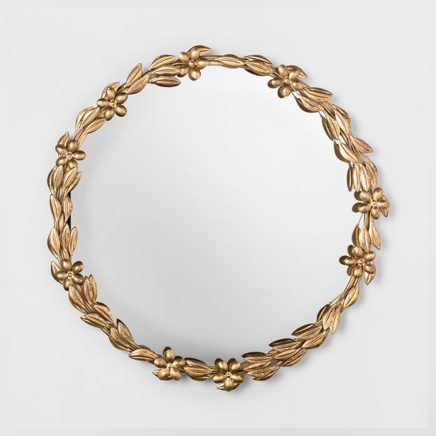 Decorative Round Leaf Wall Mirror Gold - Opalhouse™ | Target