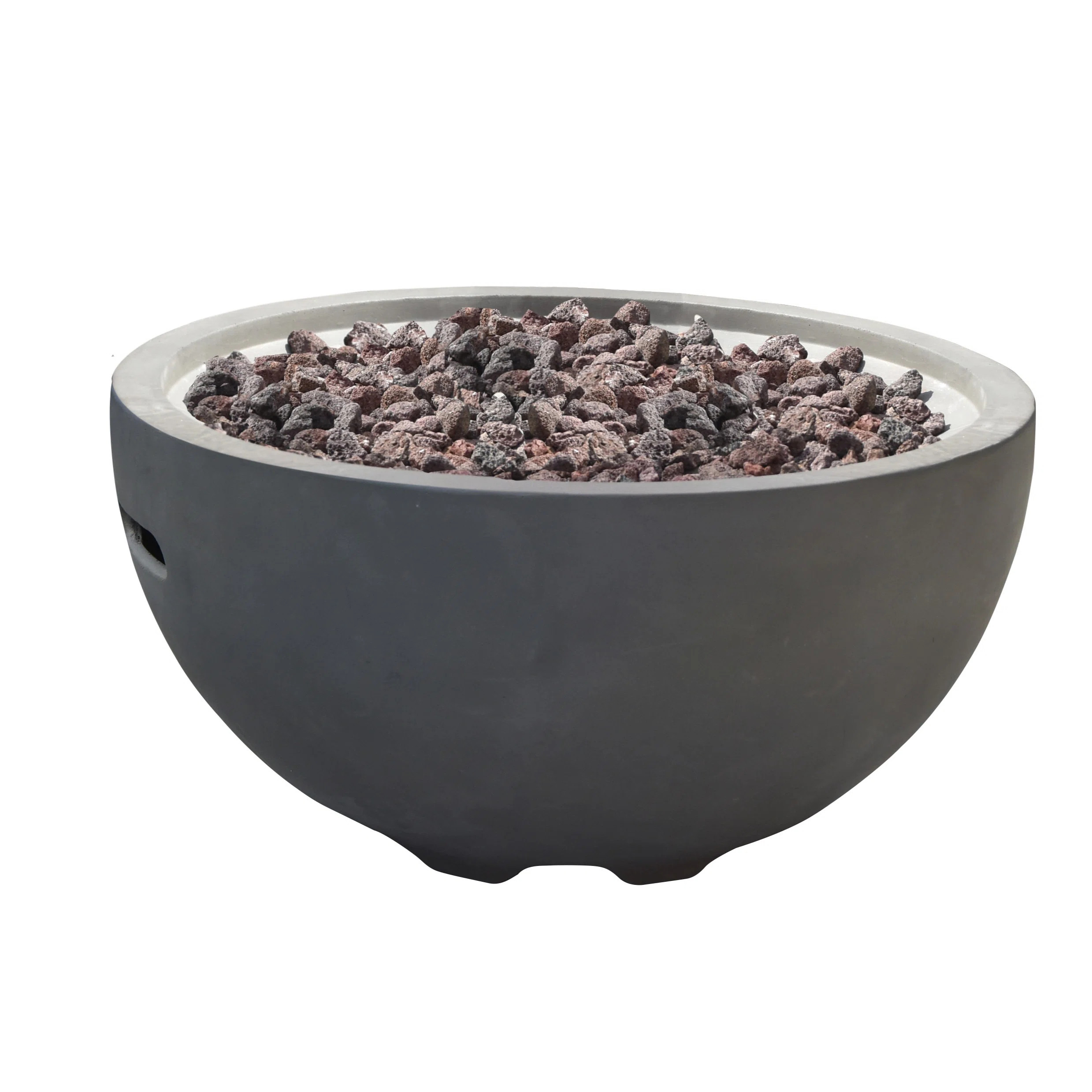Aswaldi 27" Outdoor Light Grey Concrete Fire Bowl 50,000 BTU - Includes Lava Rocks & PVC Cover | Wayfair North America