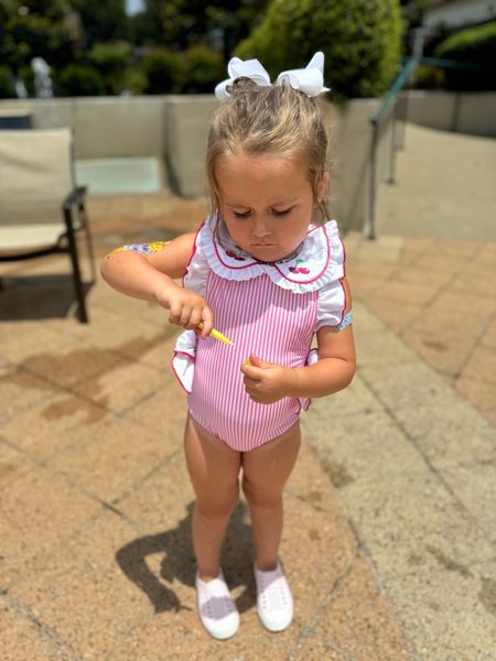 eloise wears a 5 in these suits ! they run small so size up one or two sizes 💕🩷

#LTKStyleTip #LTKKids #LTKSwim