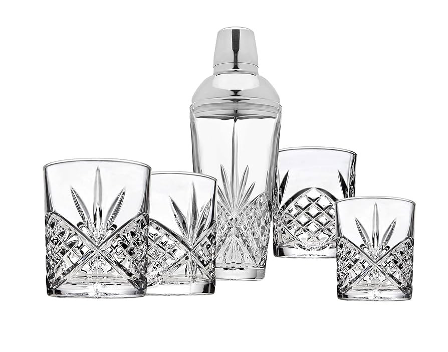 Godinger Martini Shaker Cocktail Shaker with 4 Old Fashioned Whiskey Glasses Barware Set, Dublin ... | Amazon (US)