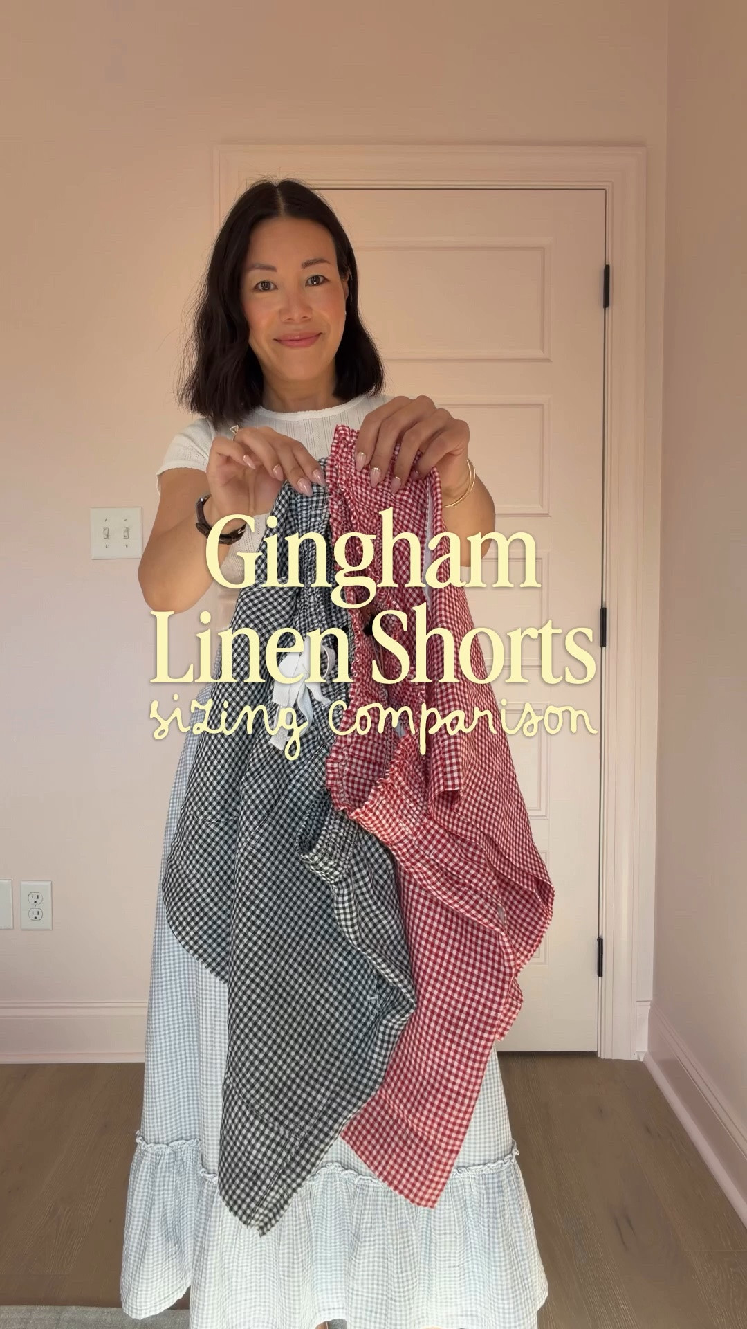 I’ve gotten a lot of sizing questions on these Quince gingham linen shorts. For reference I am 5’4” and around 125 pounds, my typical shorts/pants size is a Small/4/27. I am pretty soft around my midsection and hate to feel restricted. The high waisted pair run a bit bigger in comparison to the regular drawstring. Pretty sure I could have sized down in both but I prefer a looser fit in casual shorts like these 100% linen shorts. I don’t anticipate much shrinkage because I wash on cold and hang dry my linen pieces. Hope this helps! Let me know if you have any questions. 

#quincetryon #quincelinen #redgingham #summerstyle

#LTKootd #LTKPetite #LTKOver40