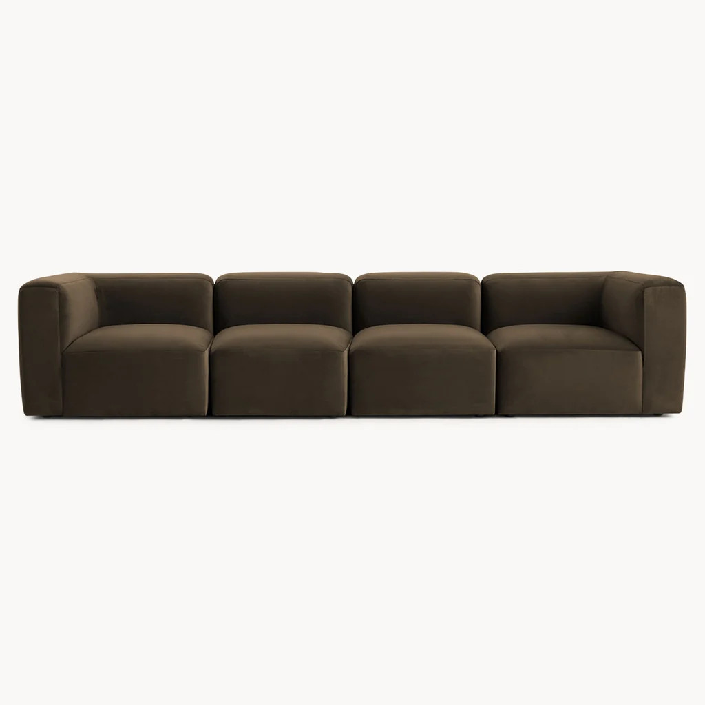 Philo Performance Velvet Low Profile Modular Sofa (4-Seater) | Pop Maison