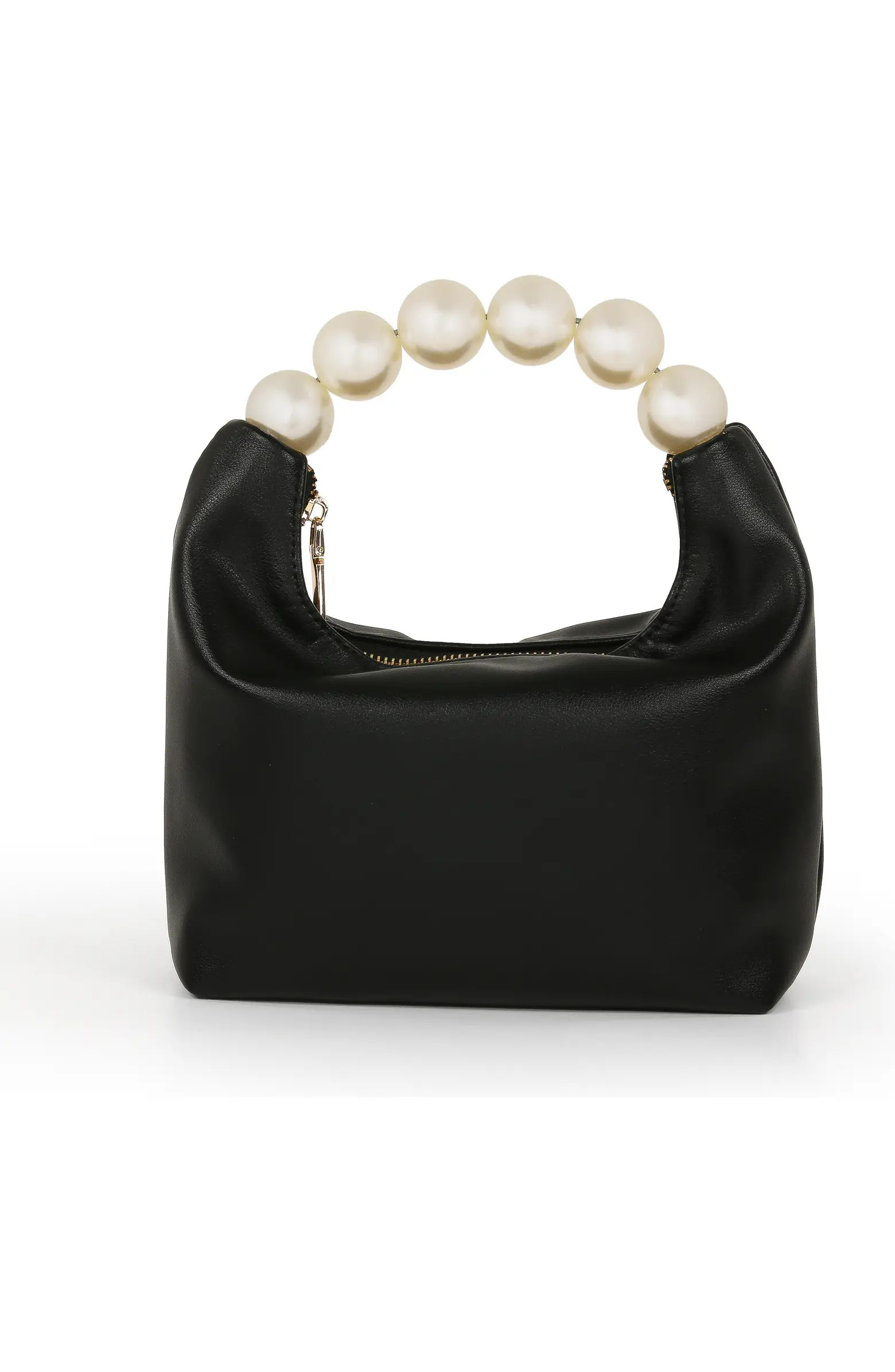 Calla Leather Zip Top w. Large Pearl Top Handle | Nordstrom