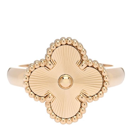 18K Yellow Gold Guilloche Vintage Alhambra Ring 54 7 | FASHIONPHILE (US)