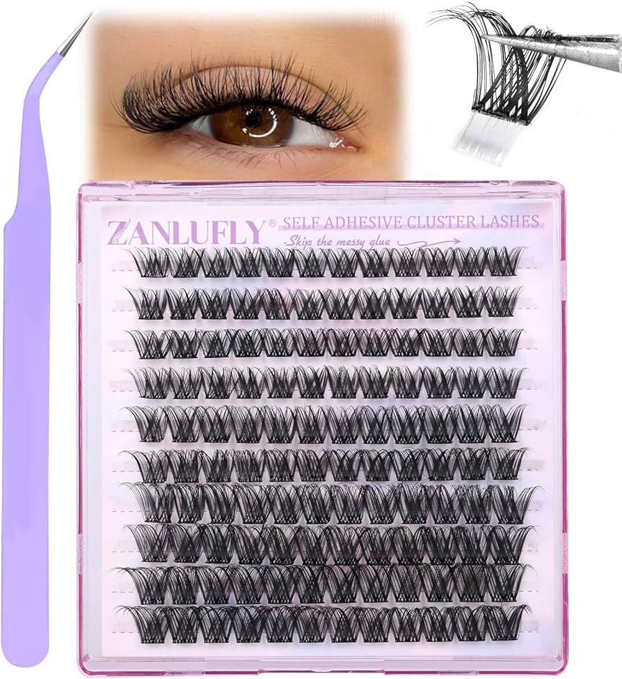 Self Adhesive Lash Clusters Press on Eyelash Clusters zanlufly Natural No Glue DIY Eyelash Extens... | Amazon (US)