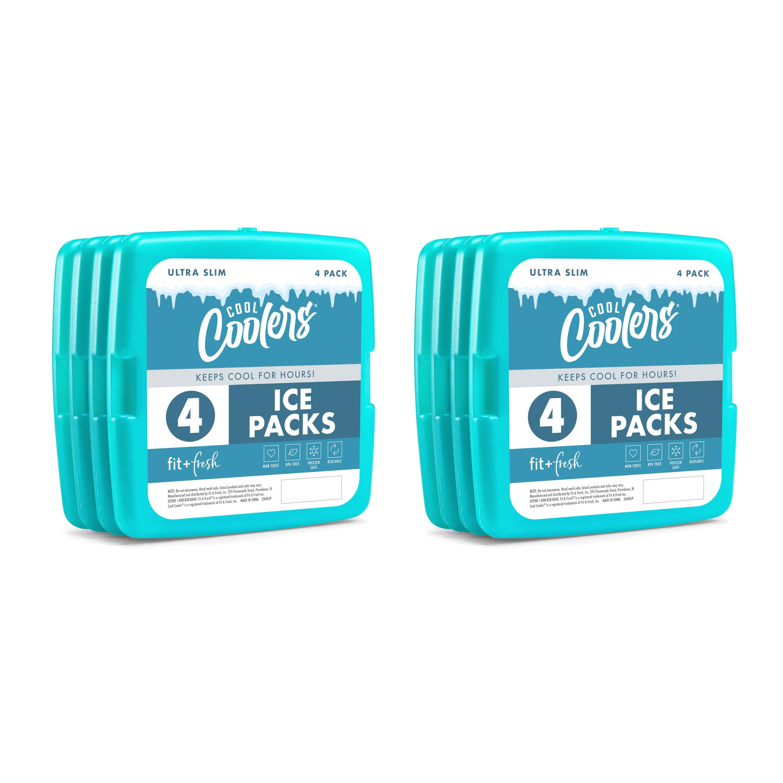 Cool Coolers by Fit + Fresh, Reusable & Long-Lasting Slim Ice Packs, Cold Packs for Lunch Boxes, ... | Amazon (US)