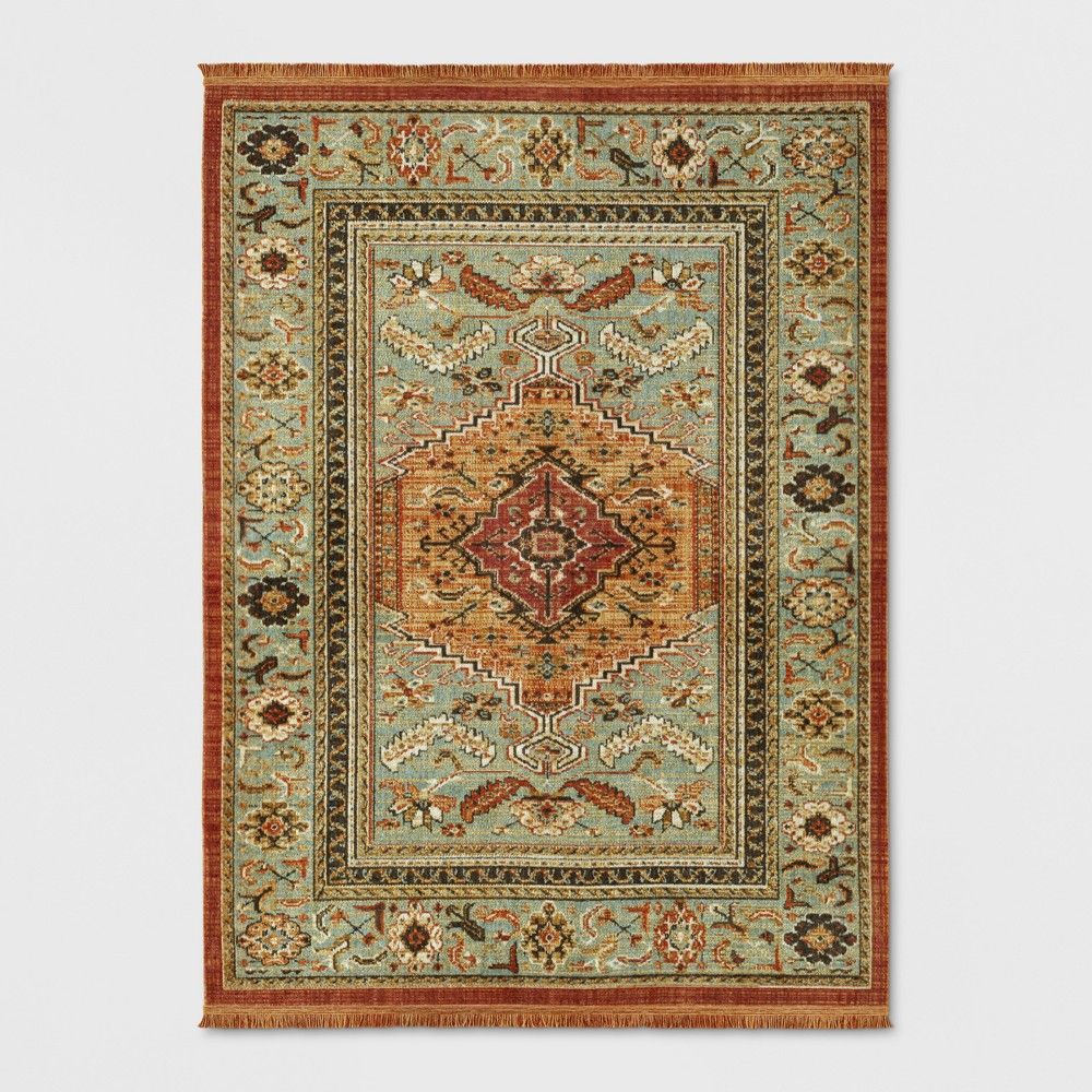 5'X7' Floral Woven Accent Rug Green/Red - Threshold | Target