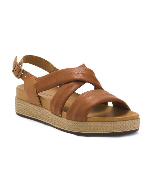 Made In Italy Leather Wedge Sandals | TJ Maxx