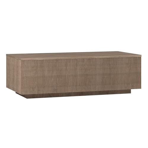 Henn&Hart 48" Fluted Rectangular Low-Profile Coffee Table with Ribbed Sides for Living Room, Fami... | Amazon (US)