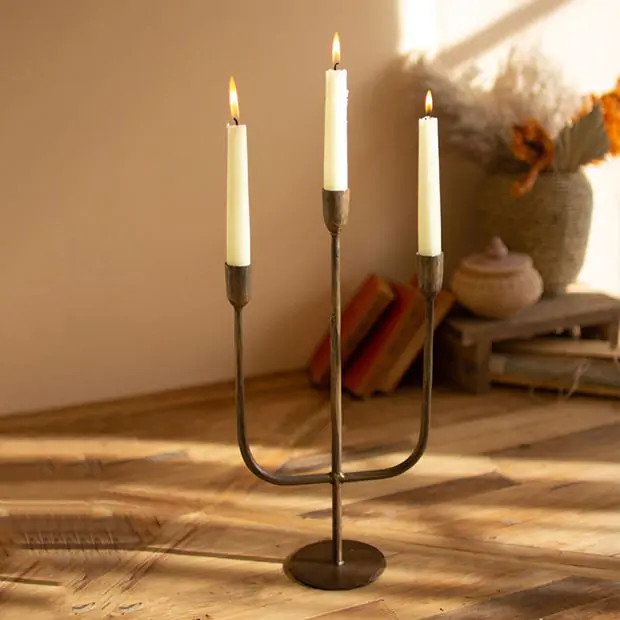 Antique Brass 3 Arm Candelabra | Antique Farm House