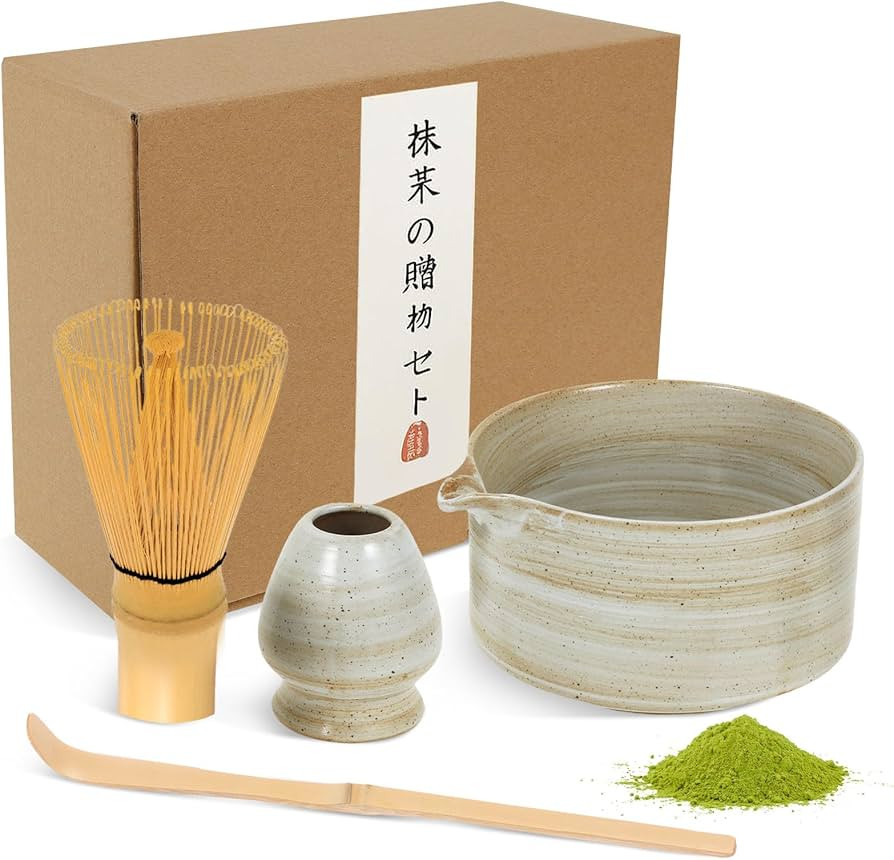 4Pcs Matcha Whisk Set, Matcha Tea Set with Whisk and Bowl, Matcha Spoon, Whisk Holder, Handcrafte... | Amazon (UK)