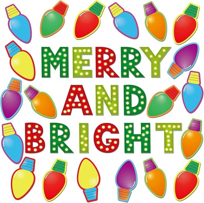 Christmas Cutouts Xmas Bulb Classroom Bulletin Board Decorations Merry Christmas Party Supplies f... | Amazon (US)