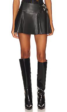 WeWoreWhat Faux Leather Buckle Mini Skort in Black from Revolve.com | Revolve Clothing (Global)