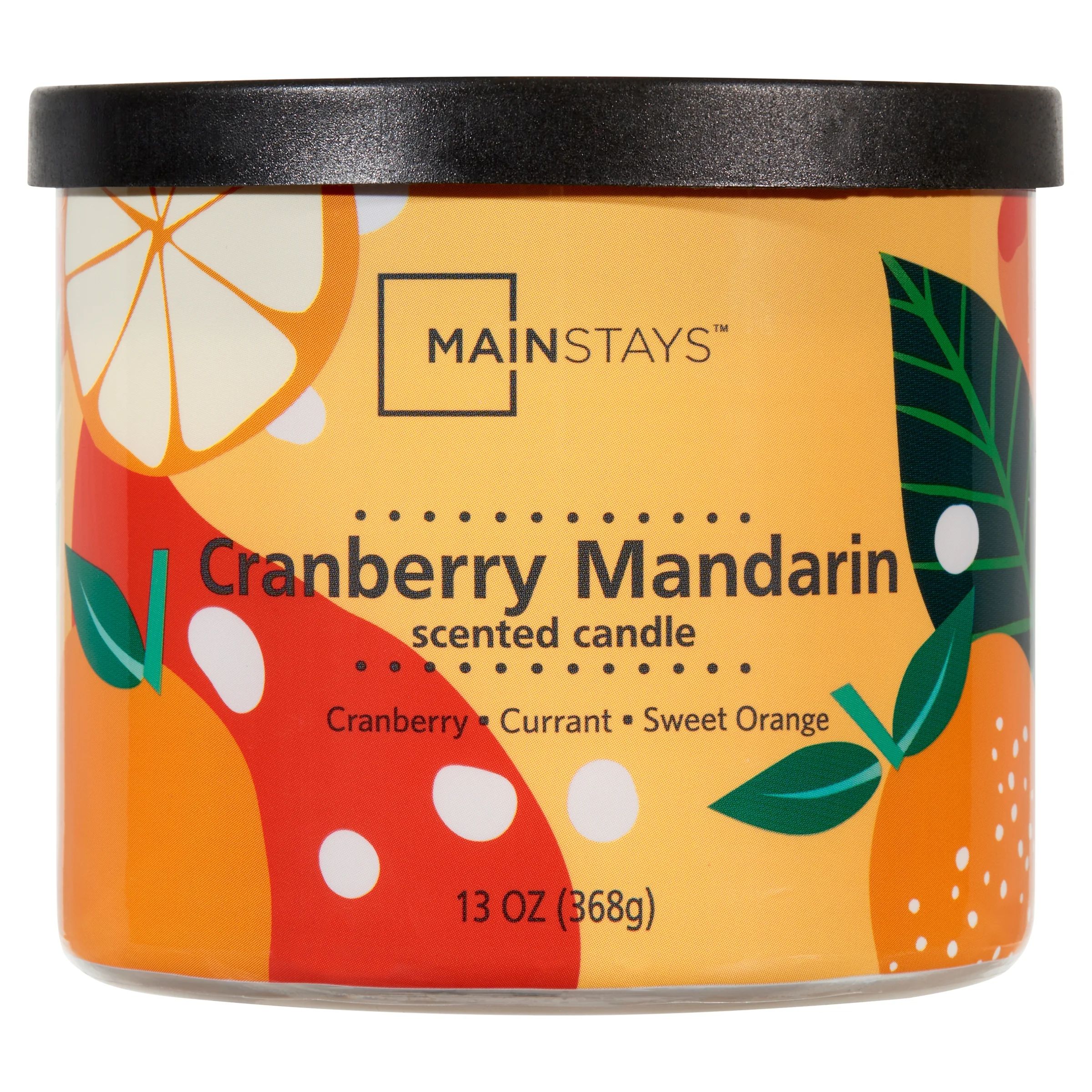 Mainstays 3-Wick Wrapped Cranberry Mandarin Scented Candle, 13 oz | Walmart (US)