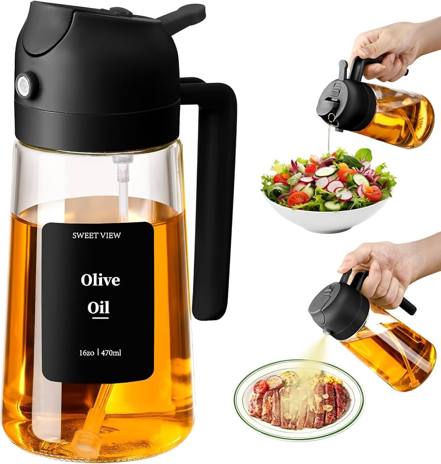 2 in 1 Ölsprüher zum Kochen, 470ml Glasölflaschen/Olivenöl Sprühflasche für Salat, Grillen ... | Amazon (DE)