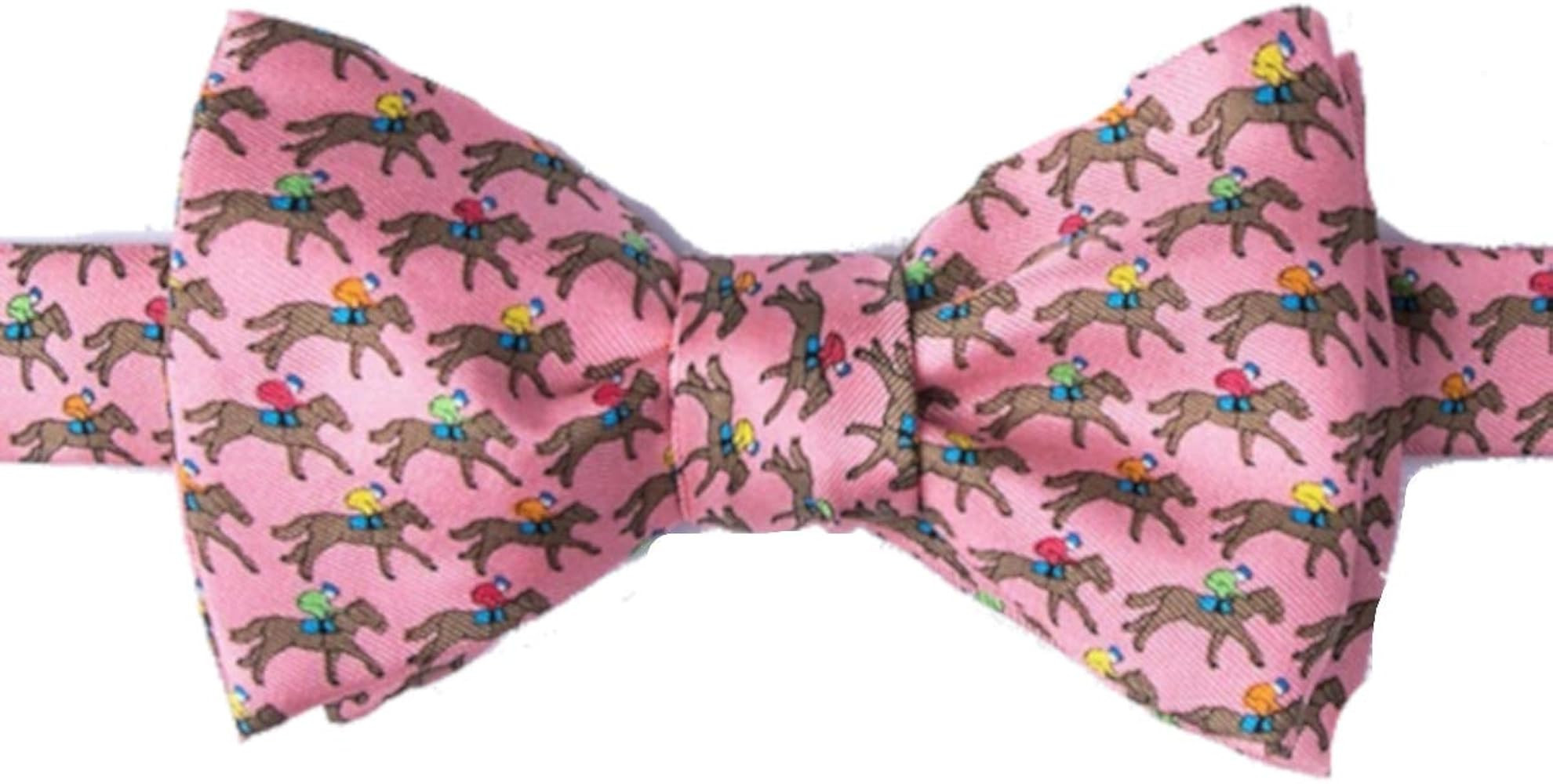 Men's 100% Silk Pony Up Horse Racing Kentucky Derby Day Butterfly Bow Tie | Amazon (US)