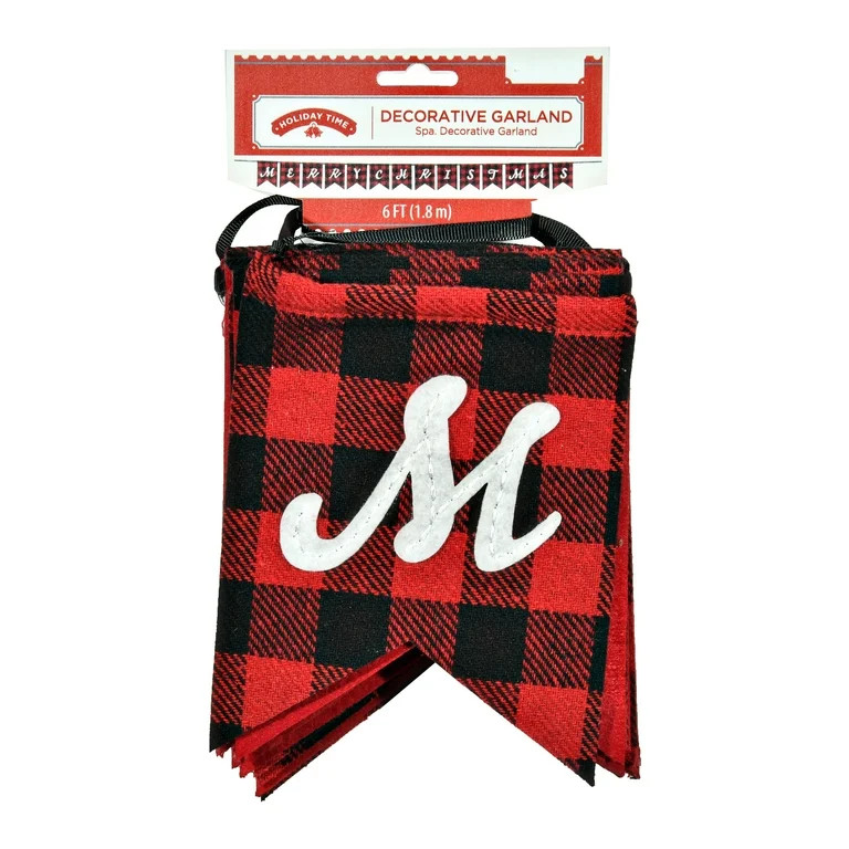 Holiday Time 6feet Buffalo Decorative Merry Christmas Garland | Walmart (US)