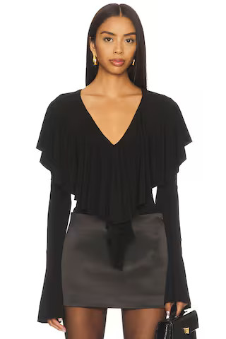MORE TO COME Ellen V Neck Top in Black from Revolve.com | Revolve Clothing (Global)