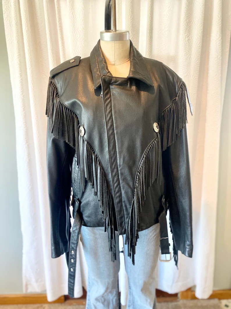 Vintage Open Road for Wilson's Black Leather Fringe - Etsy | Etsy (US)
