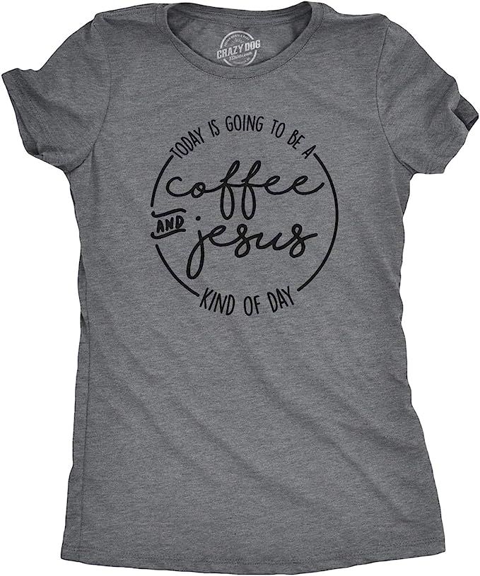 Womens Coffee and Jesus T Shirt Cute Religious Easter Christian Faith Morning | Amazon (US)