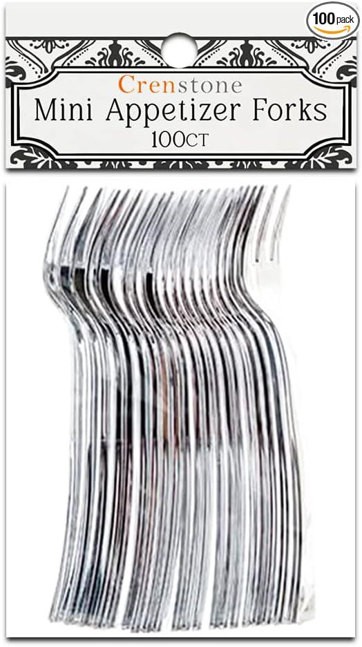 Plastic Mini Appetizer Forks Value Pack - 100 Count Silver Forks for Appetizers, Party Supplies, ... | Amazon (US)